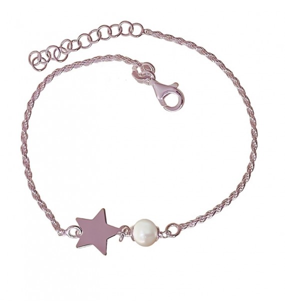 Pulsera cordoncillo con estrella y perla