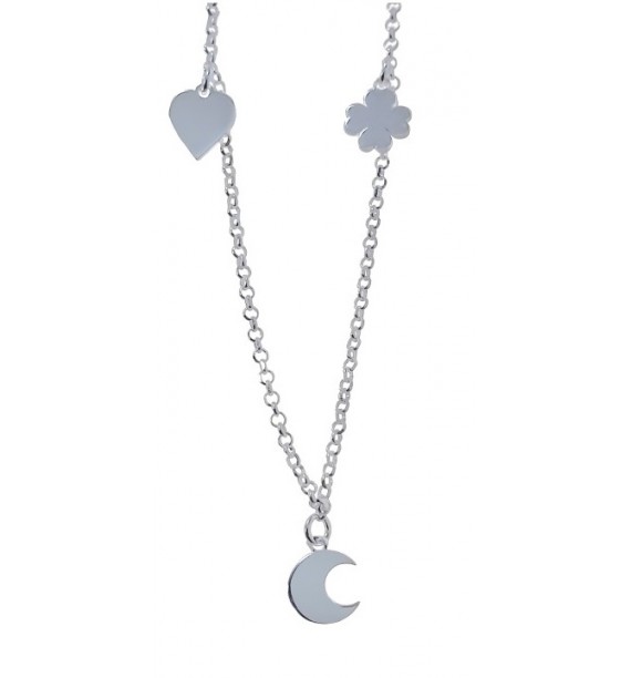 Tobillera luna, corazón y trébol
