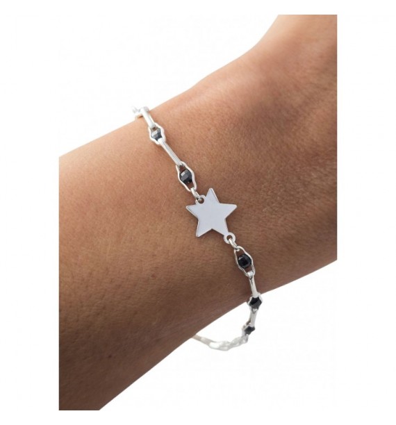 Pulsera forzada estrella piedra color