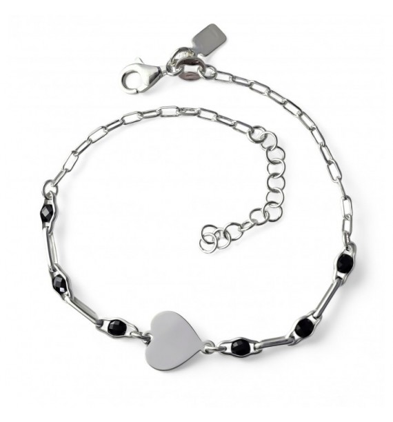 Pulsera forzada corazón piedra color