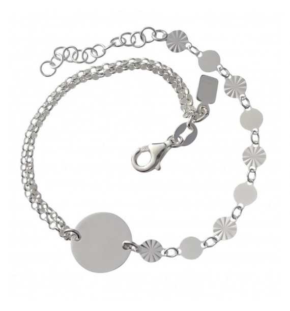 Pulsera doble cadena chapitas disco