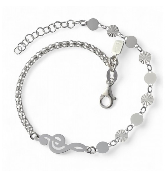 Pulsera doble cadena clave de sol chapitas