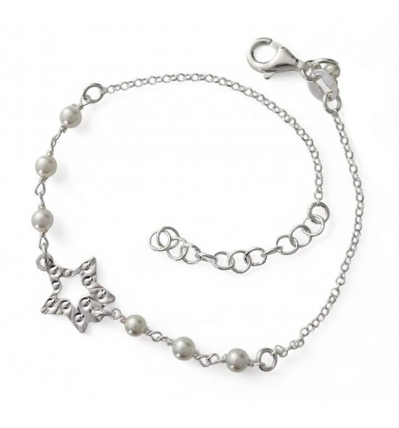 Pulsera perla estrella diamantada