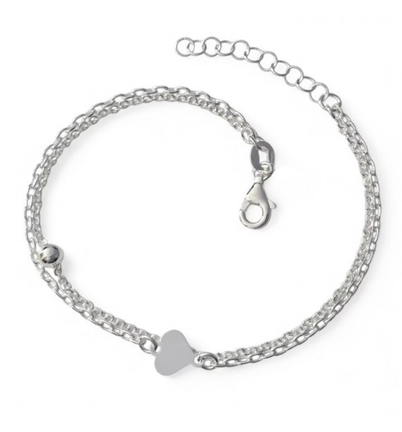 Pulsera doble cadena corazón