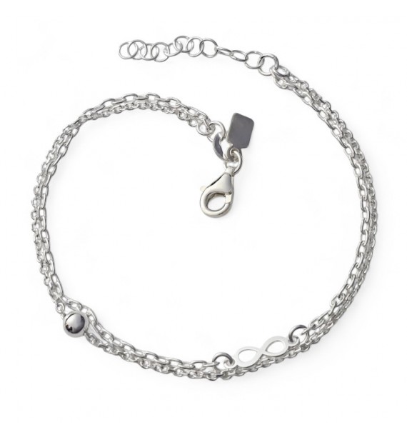 Pulsera doble cadena infinito bola