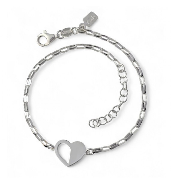 Pulsera corazón cadena forzada alargada