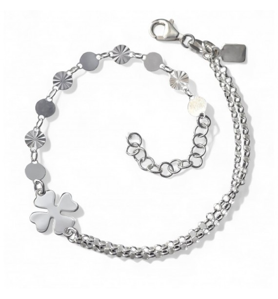 Pulsera doble cadena chapitas trébol