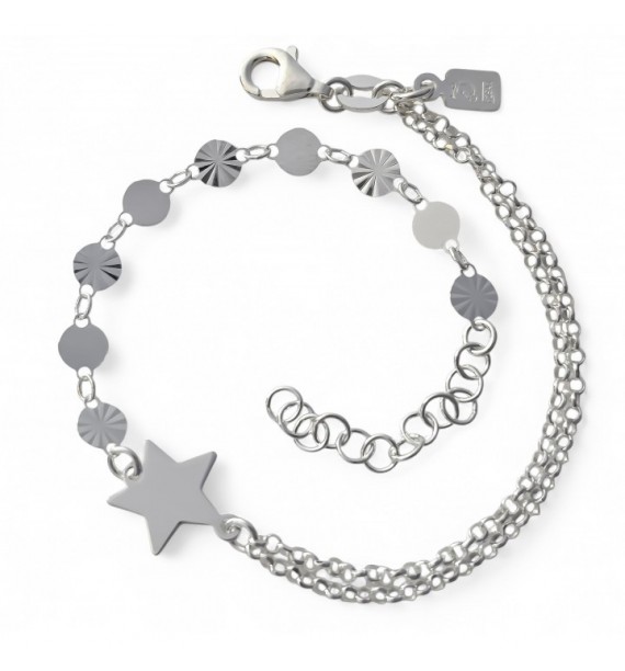 Pulsera doble cadena estrella chapitas