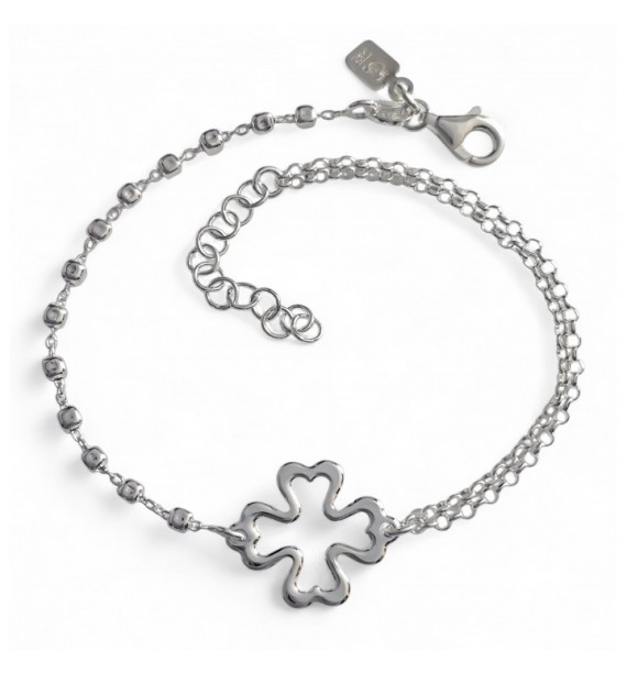 Pulsera doble cadena trébol