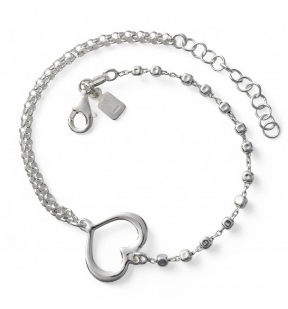 Pulsera doble cadena corazón