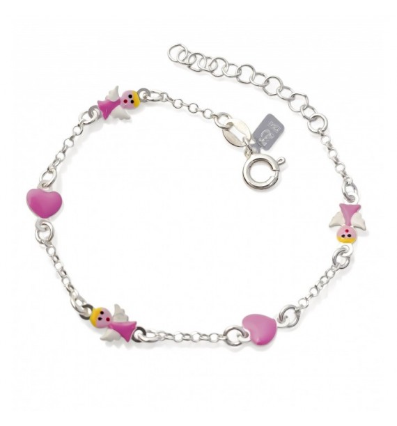 Pulsera infantil angelitos corazones