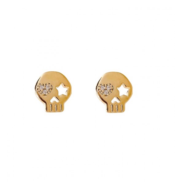 Pendiente chapado calavera