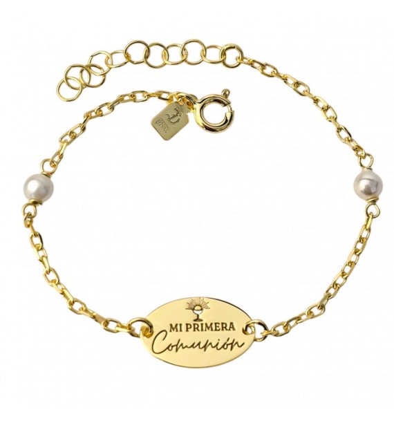 Pulsera chapada comunión perla