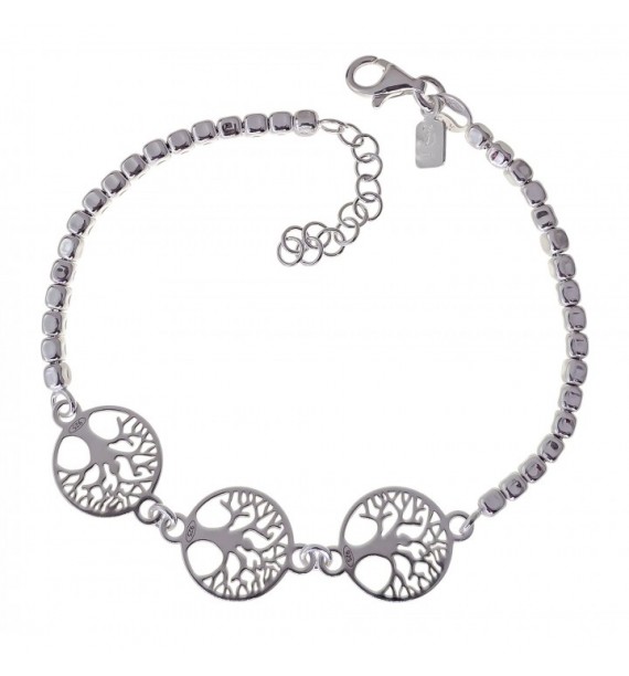 Pulsera árbol de la vida cadena cuadrados