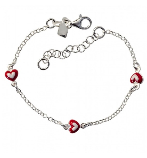 Pulsera infantil corazones esmalte