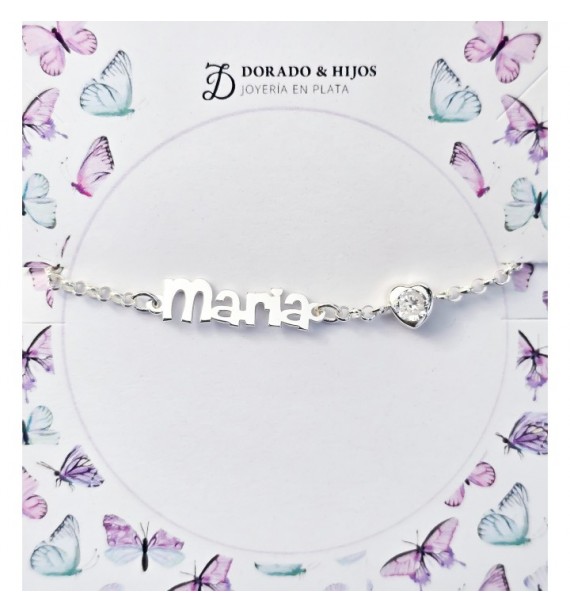 Pulsera personalizada nombre corazón circonita