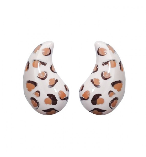 Pendiente gota esmalte animal print