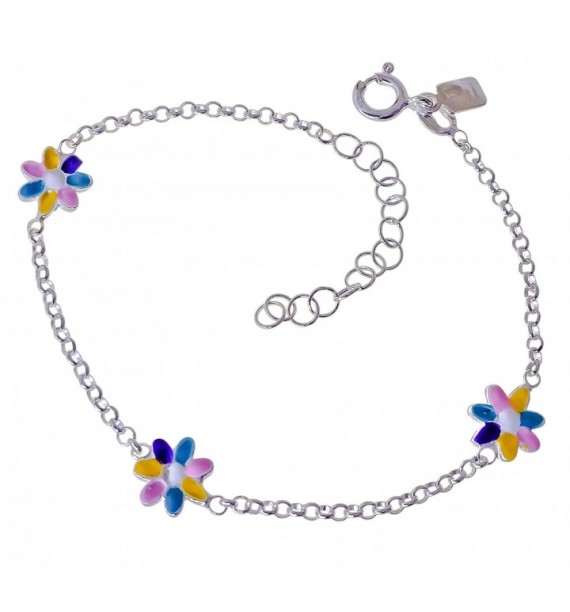 Pulsera infantil flores esmalte
