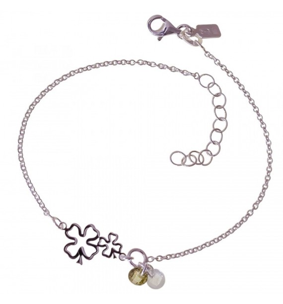 Pulsera trébol piedra color