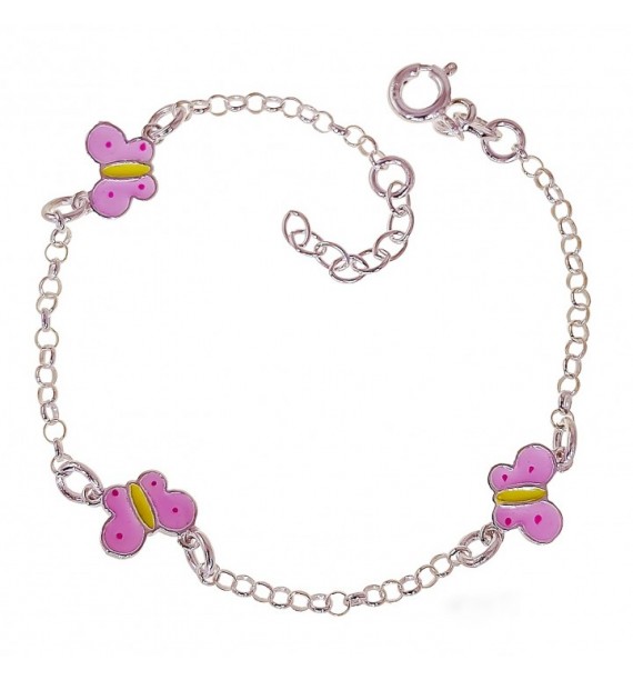 Pulsera infantil mariposas esmalte