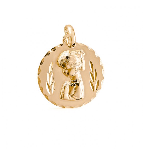 Colgante medalla Virgen niña chapada