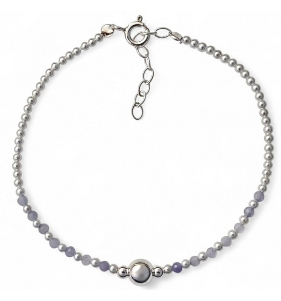 Pulsera piedra color perla bolas