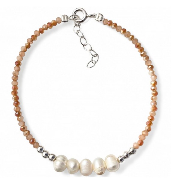 Pulsera piedra color perlas