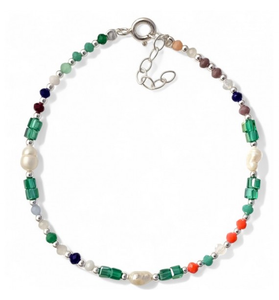 Pulsera piedra color perlas
