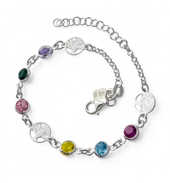 Pulsera árbol de la vida circonitas color
