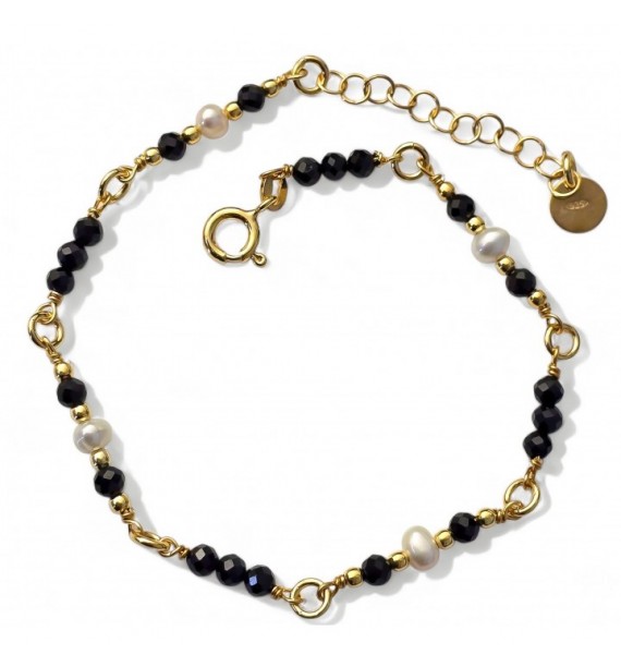 Pulsera chapada piedra natural perla