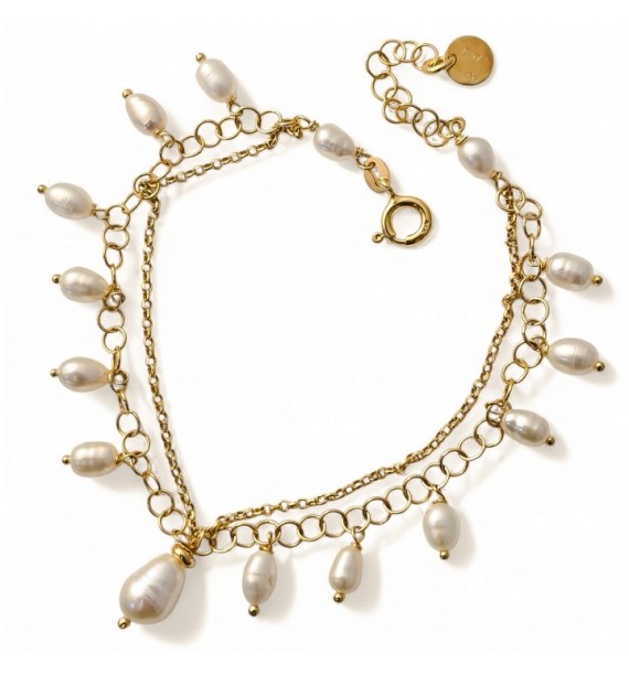 Pulsera chapada perlas
