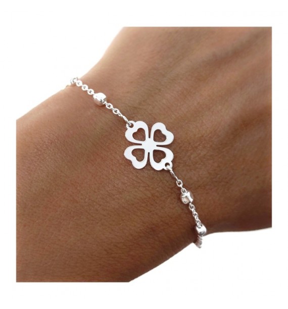 Pulsera trébol cadena cuadrados