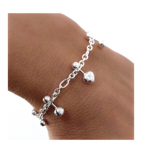 Pulsera bolas corazones