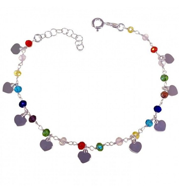 Pulsera piedra color corazones