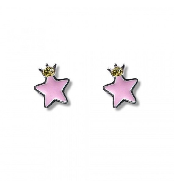 Pendiente infantil estrella corona esmalte