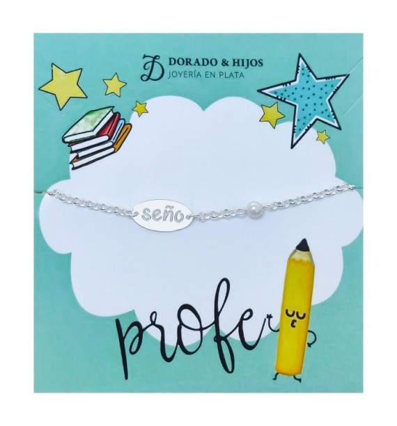 Pulsera chapa seño perla