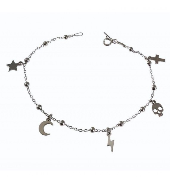 Pulsera combinada calavera rayo