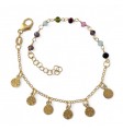 Pulsera chapada piedra color chapitas árbol