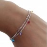 Pulsera doble cadena rodiada piedra color