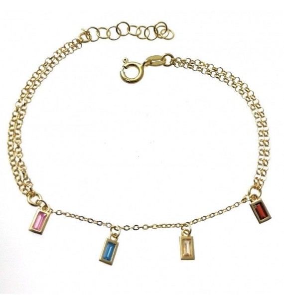 Pulsera chapada barretas piedra color