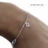 Pulsera rodiada  piedras colgando
