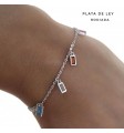 Pulsera rodiada piedra color 