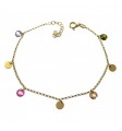 Pulsera chapada discos y piedra color