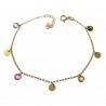 Pulsera chapada discos y piedra color