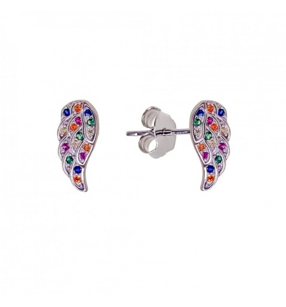 Pendiente pluma microengaste rodio