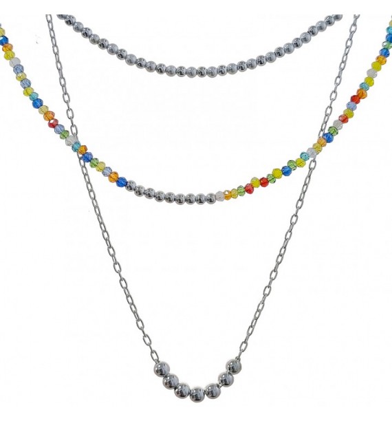 Gargantilla triple piedra color bolas