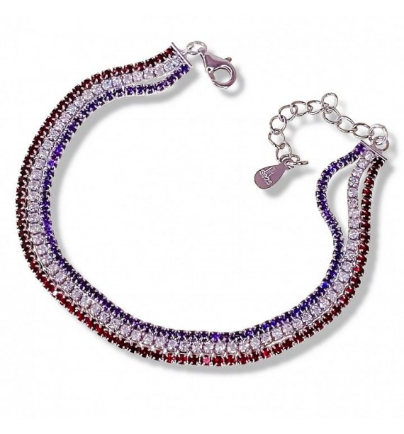 Pulsera triple cadena circonita color