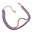 Pulsera rodio triple cadena circonitas color