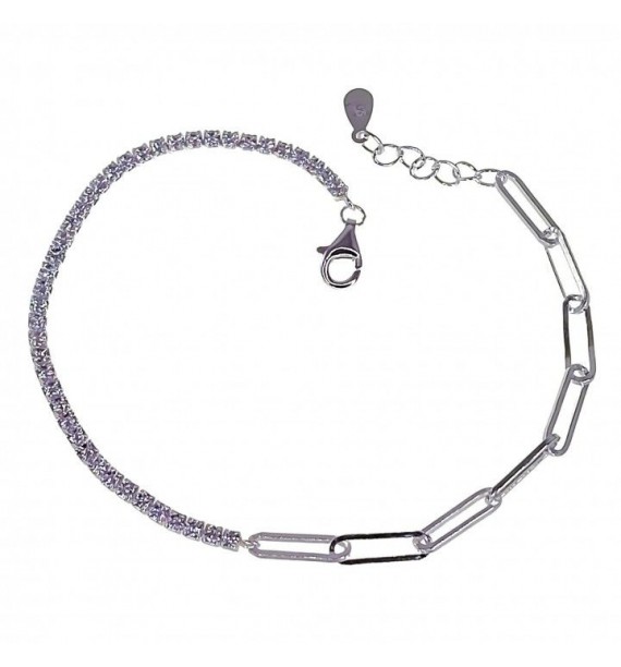 Pulsera forzada alargada circonitas