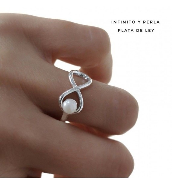 Sortija infinito perla